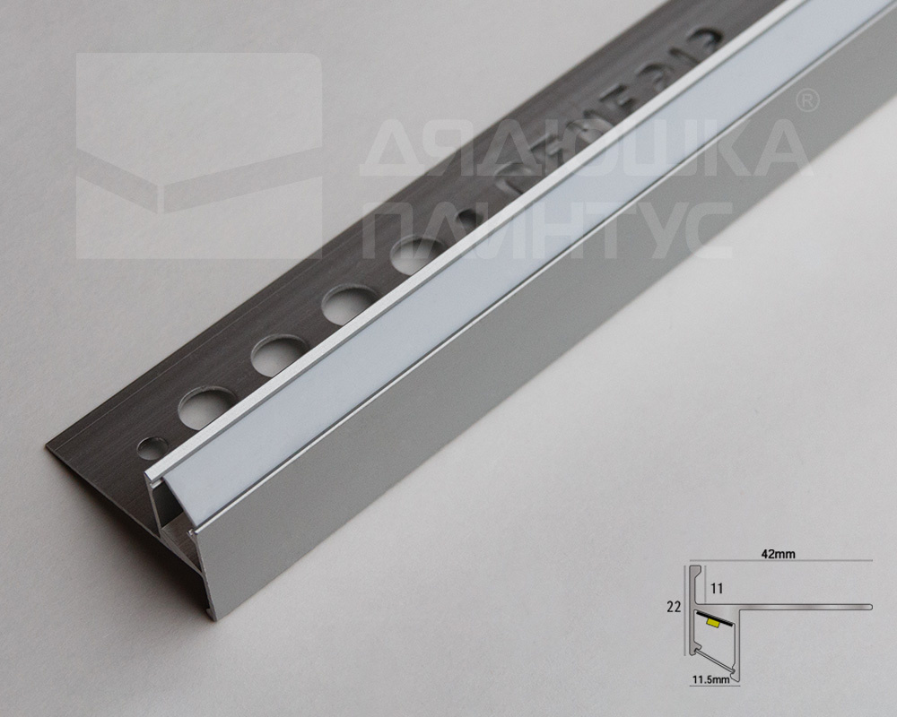 Профиль для ступени Genesis LED NLD118.81 11х22 2,8м Серебро матовое